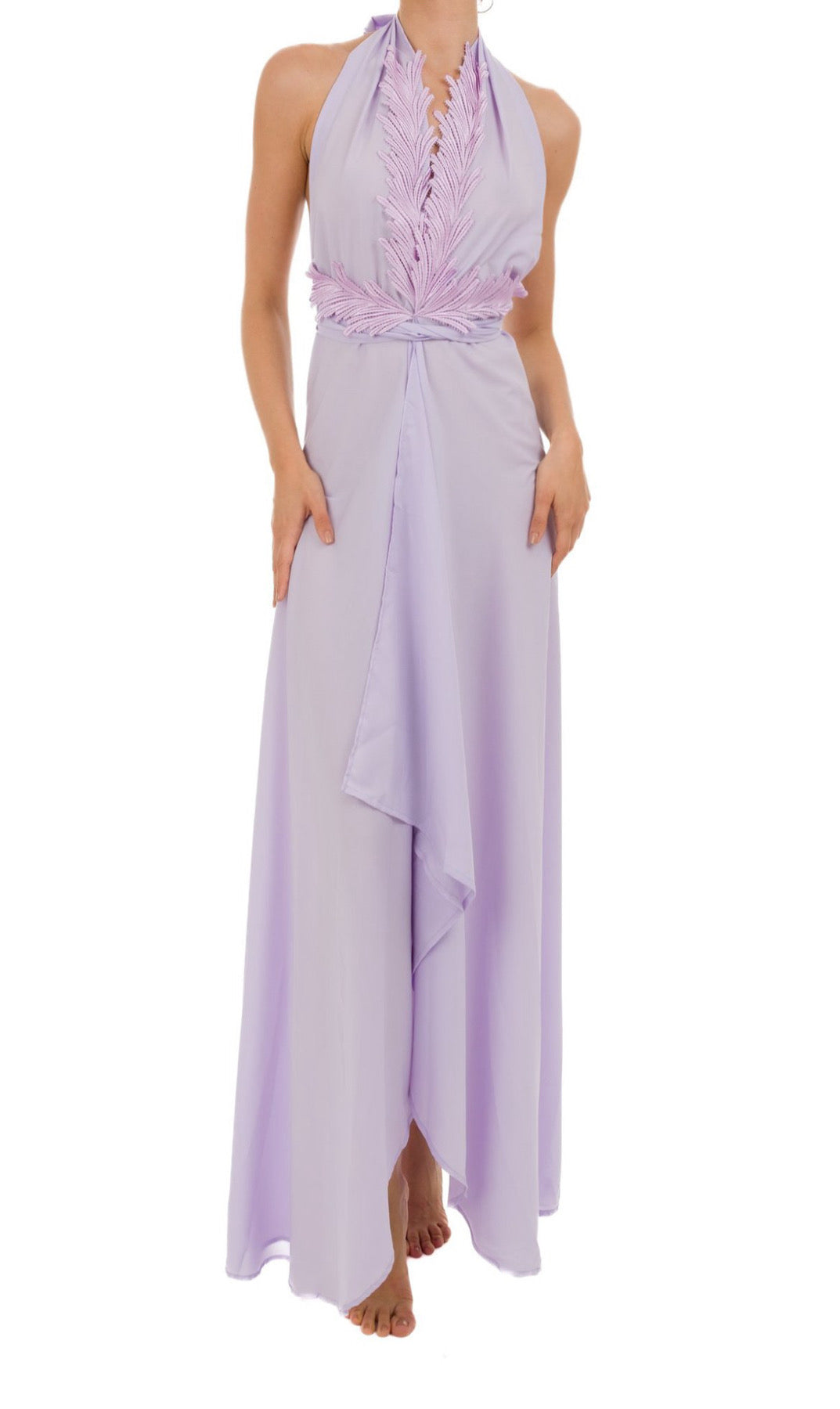 Vestito lungo in crepe con schiena scoperta Clara Aestas