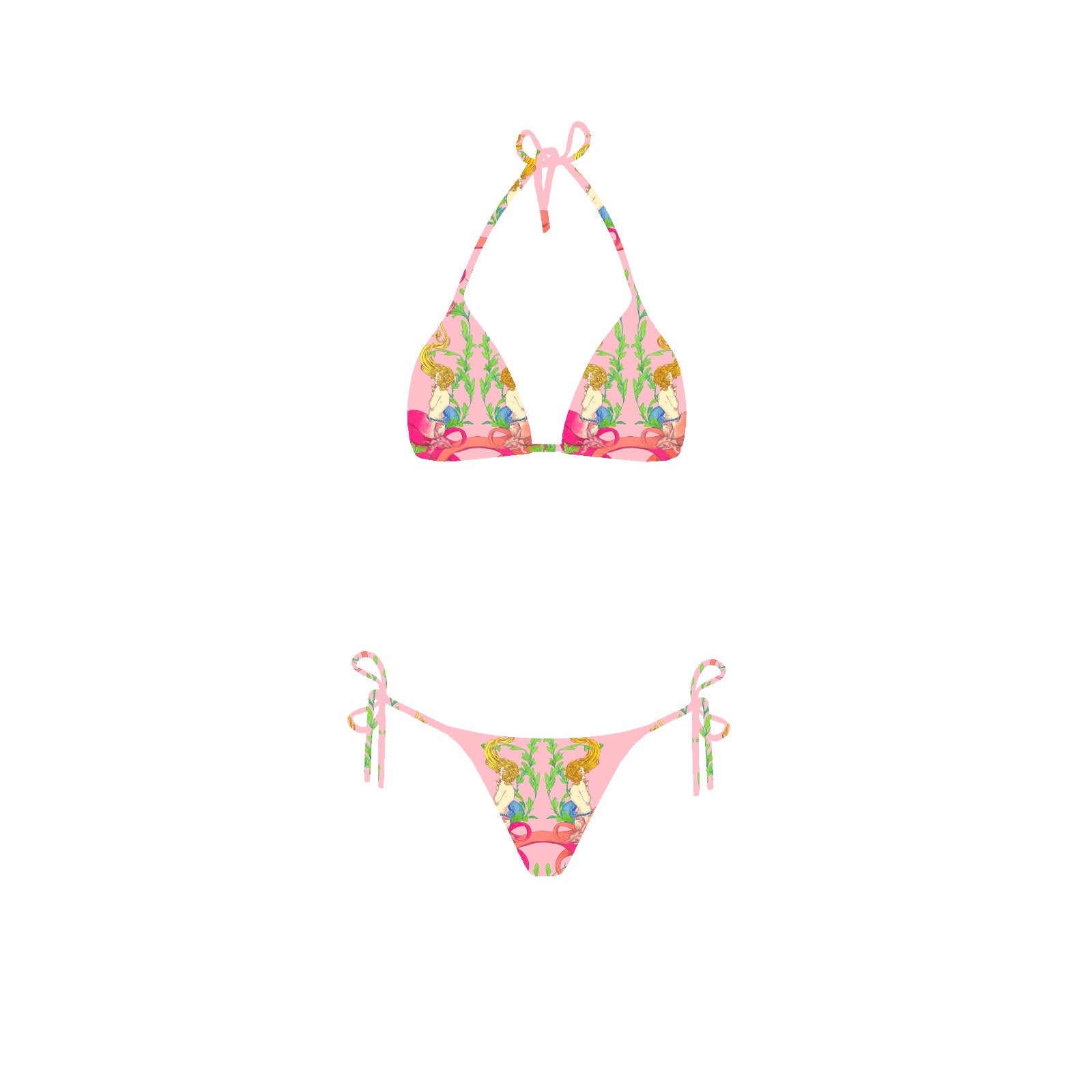Bikini con top triangolo e disegno sirene Clara Aestas