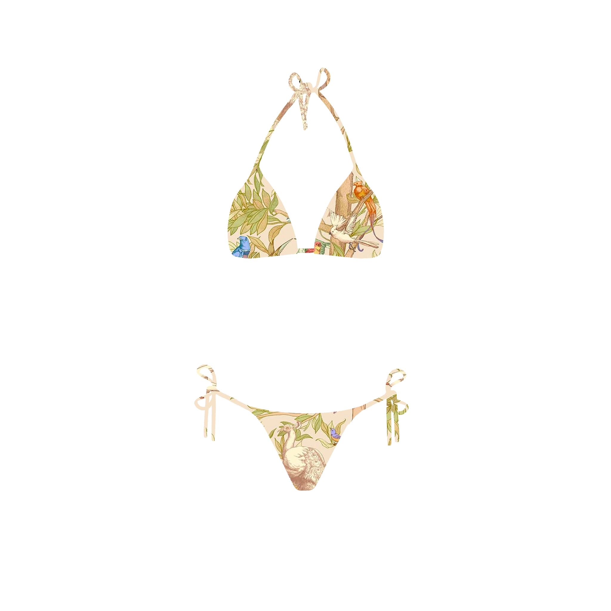 Bikini triangolo con disegno uccelli Clara Aestas