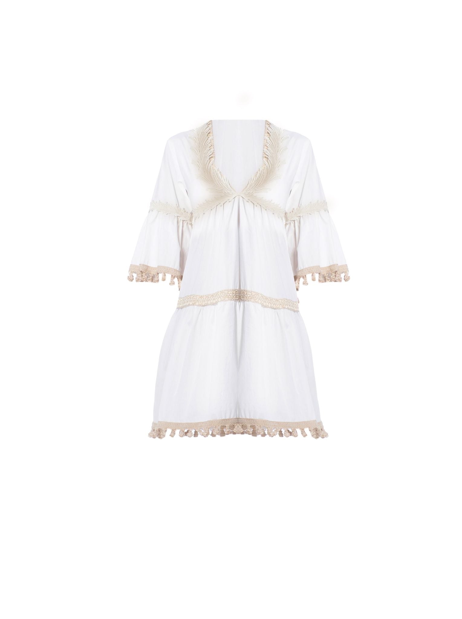 Abito caftano in cotone bianco Clara Aestas