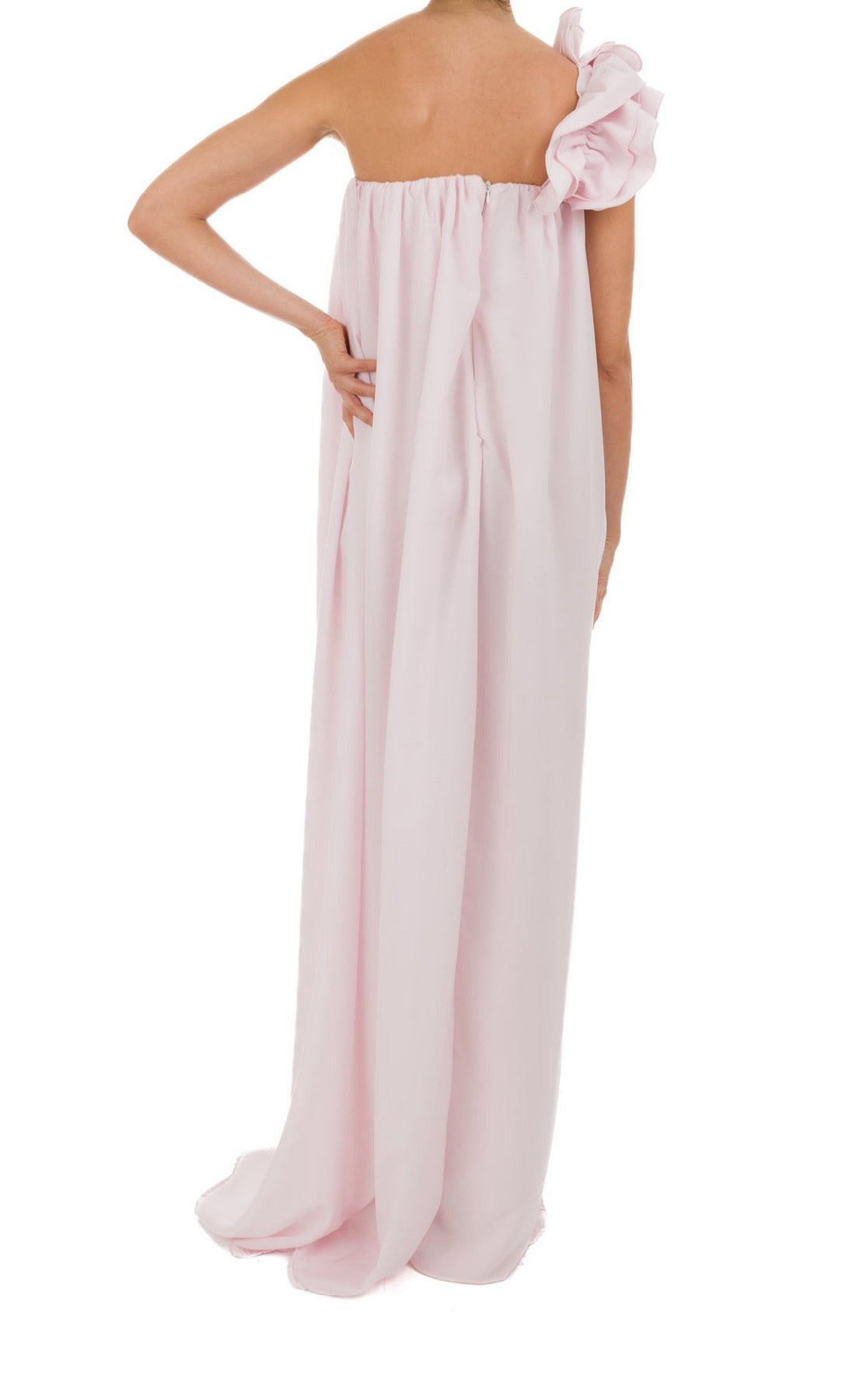 Abito lungo in crepe con rouches Clara Aestas