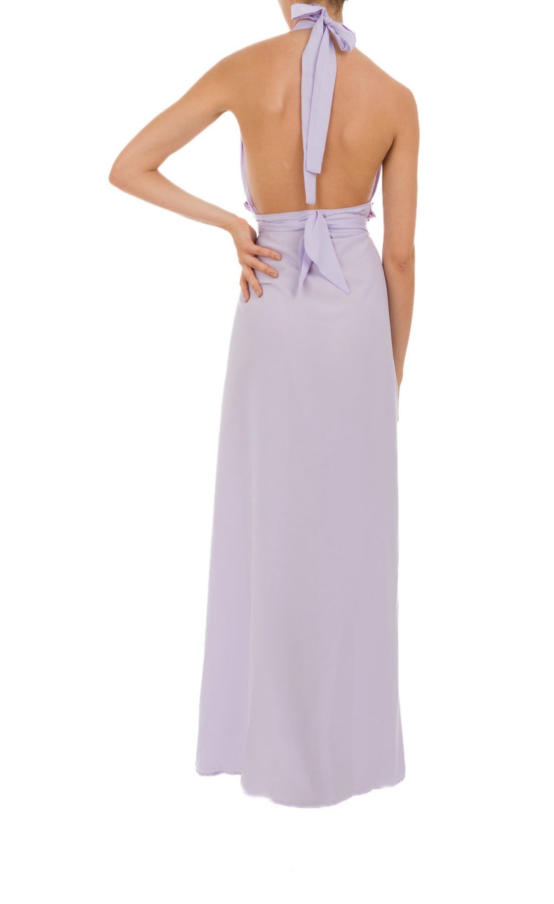 Vestito lungo in crepe con schiena scoperta Clara Aestas