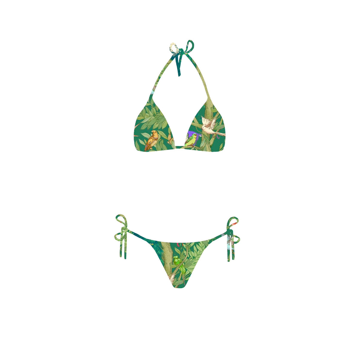 Bikini triangolo con disegno uccelli