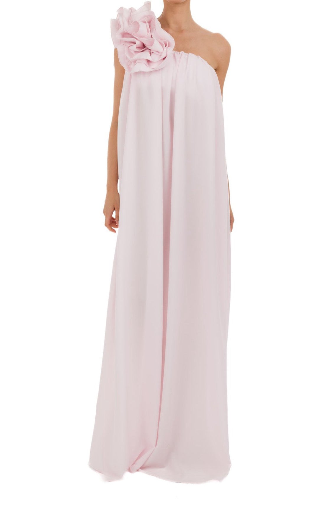 Abito lungo in crepe con rouches Clara Aestas