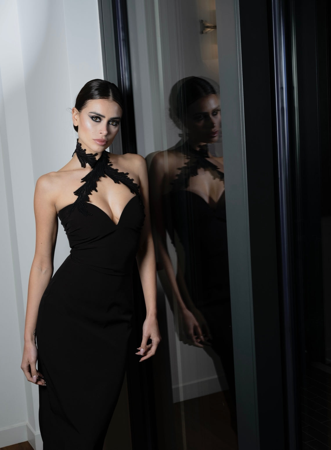 Abito tubino alla caviglia con pizzo Clara Aestas