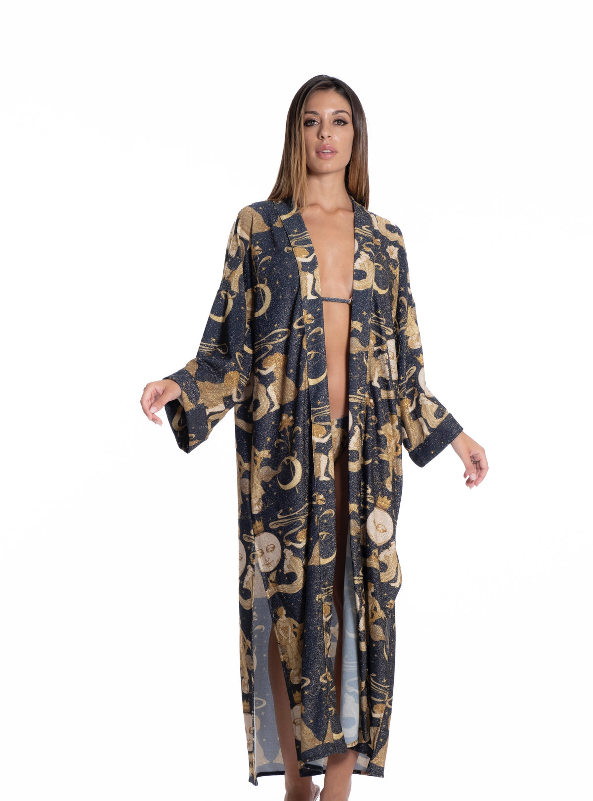 Kimono in lurex con disegno lune