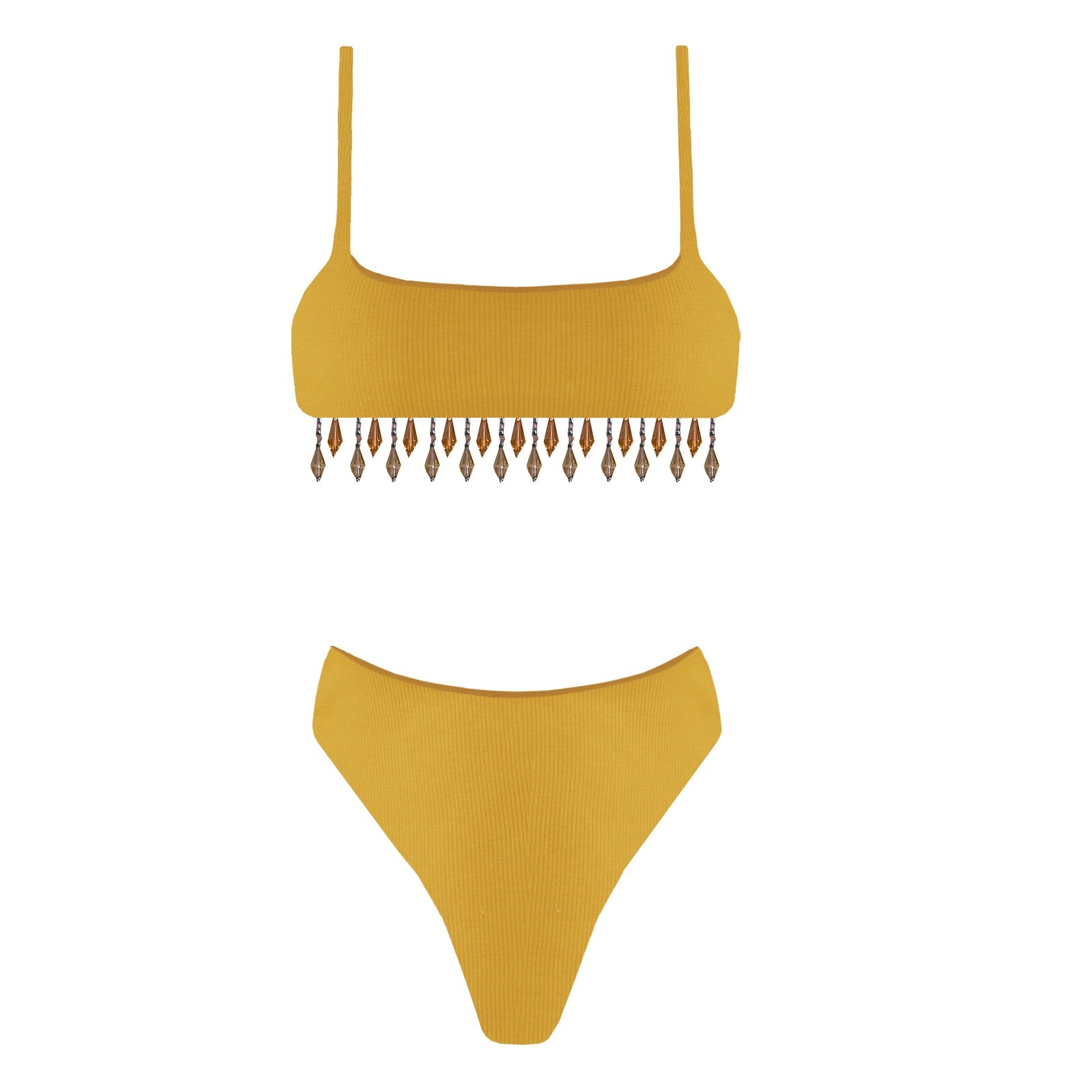 Bikini a costine con perline