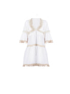 Abito caftano in cotone bianco Clara Aestas