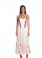 Abito lungo in satin con pizzo Clara Aestas