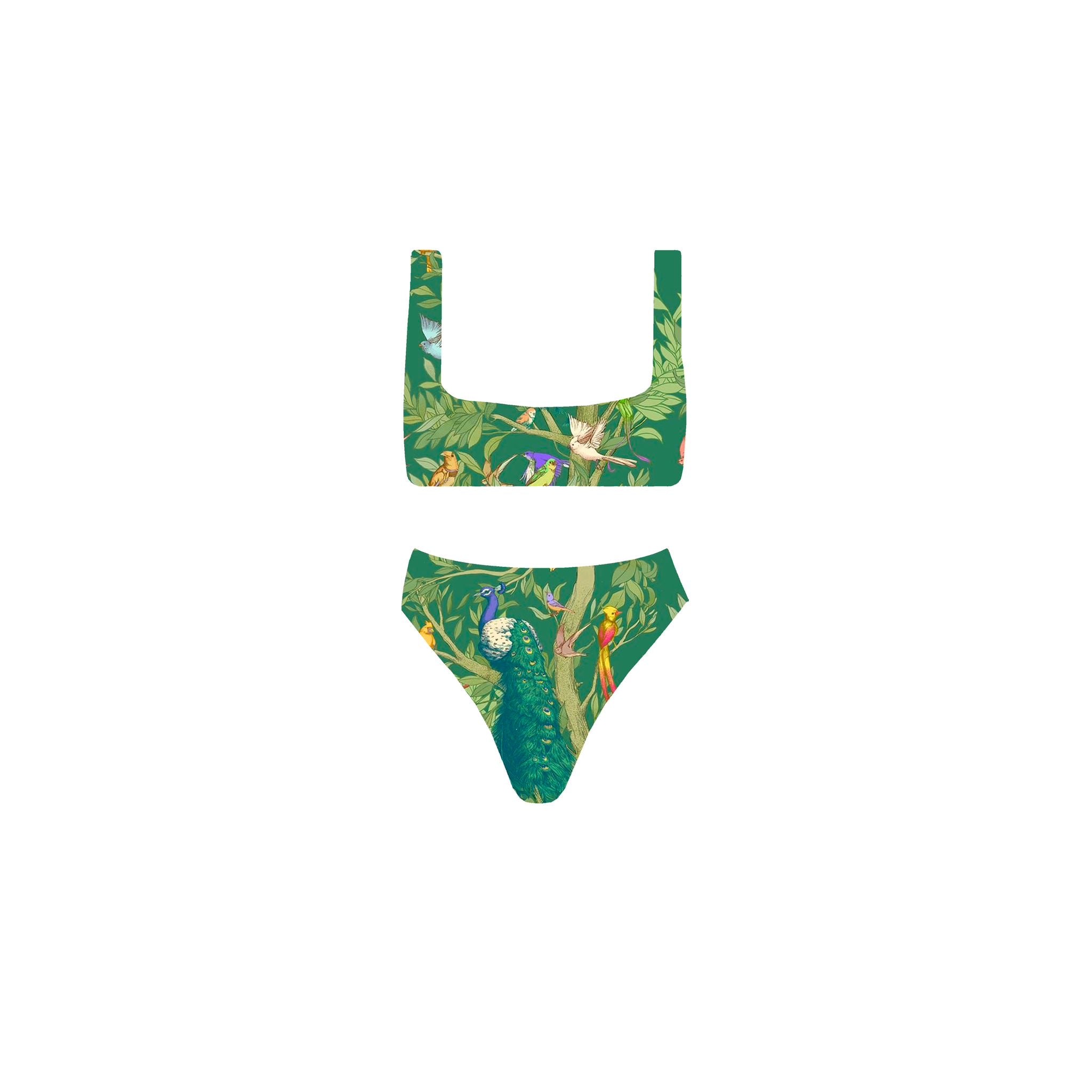 Bikini con top bralette disegno uccelli Clara Aestas