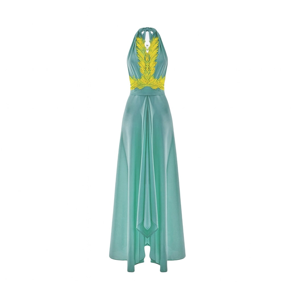 Vestito lungo in crepe con schiena scoperta Clara Aestas